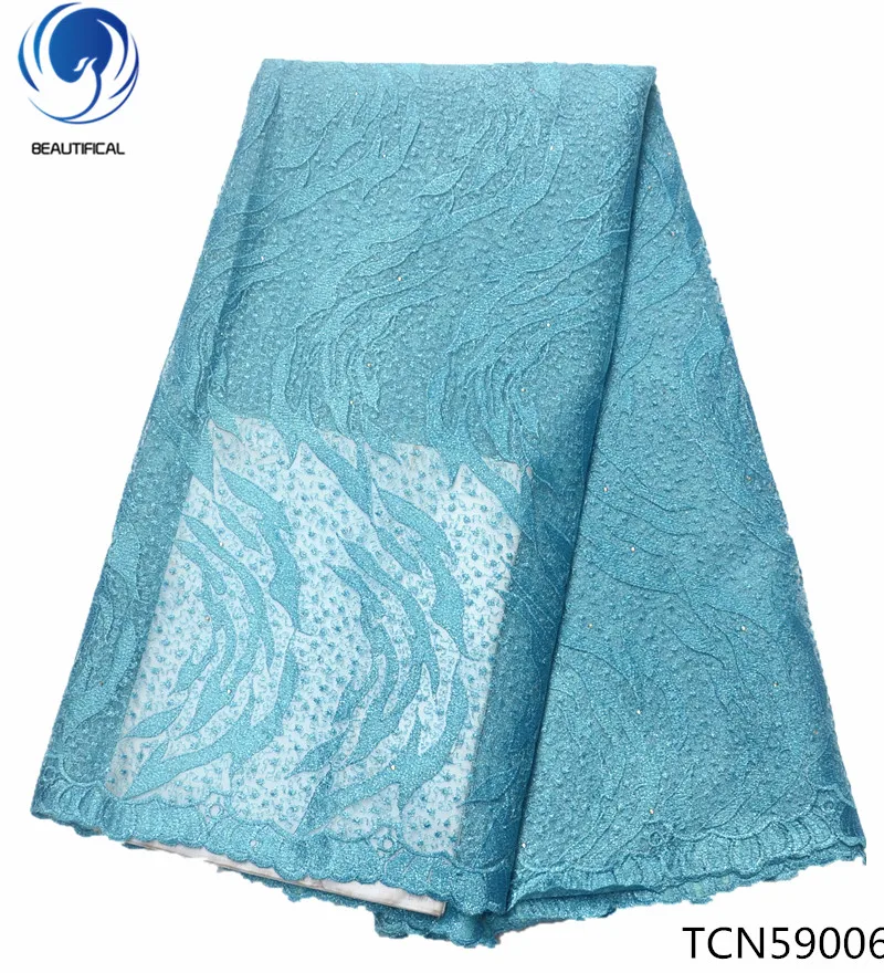 

BEAUTIFICAL sky blue lace dress french lace embroidery fabric african lace fabric 2018 high quality lace for wedding TCN590