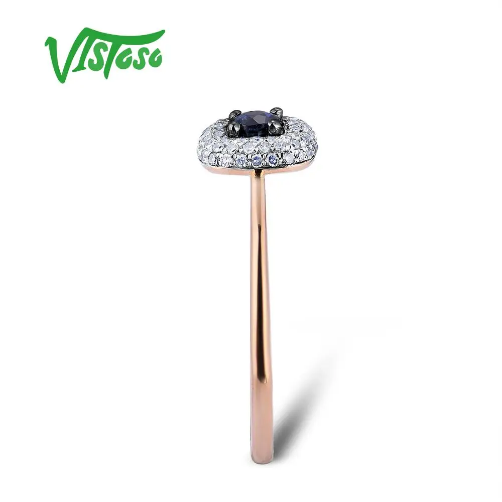 Кольцо VISTOSO Pure 14 K 585 розовое золото для женщин кольцо Сияющие алмазы, синий сапфир роскошное свадебное Помолвочное элегантные изысканные украшения