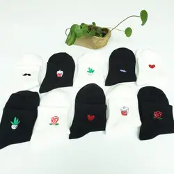 AliExpress Harajuku круто Skateborad короткие носки Art модные хлопковые битник мультфильм Цветной носки до лодыжки женские ZM-06