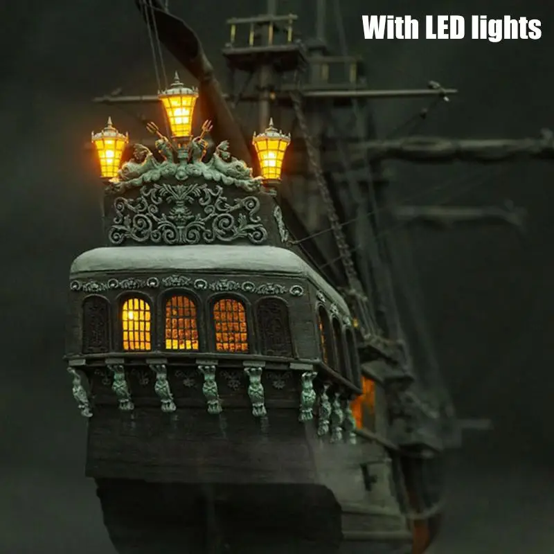 Skup LABA DIY Handmade montaż statek z LED Light 141 skala żaglówka z drewna zestaw modeli do składania statek czarna perła dla dzieci