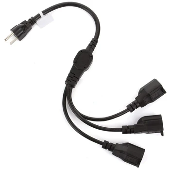 

1-to-3 Splitter Cable Power Extension Cord 20 Inches Cable Strip Outlet Saver-16AWG(us plug)