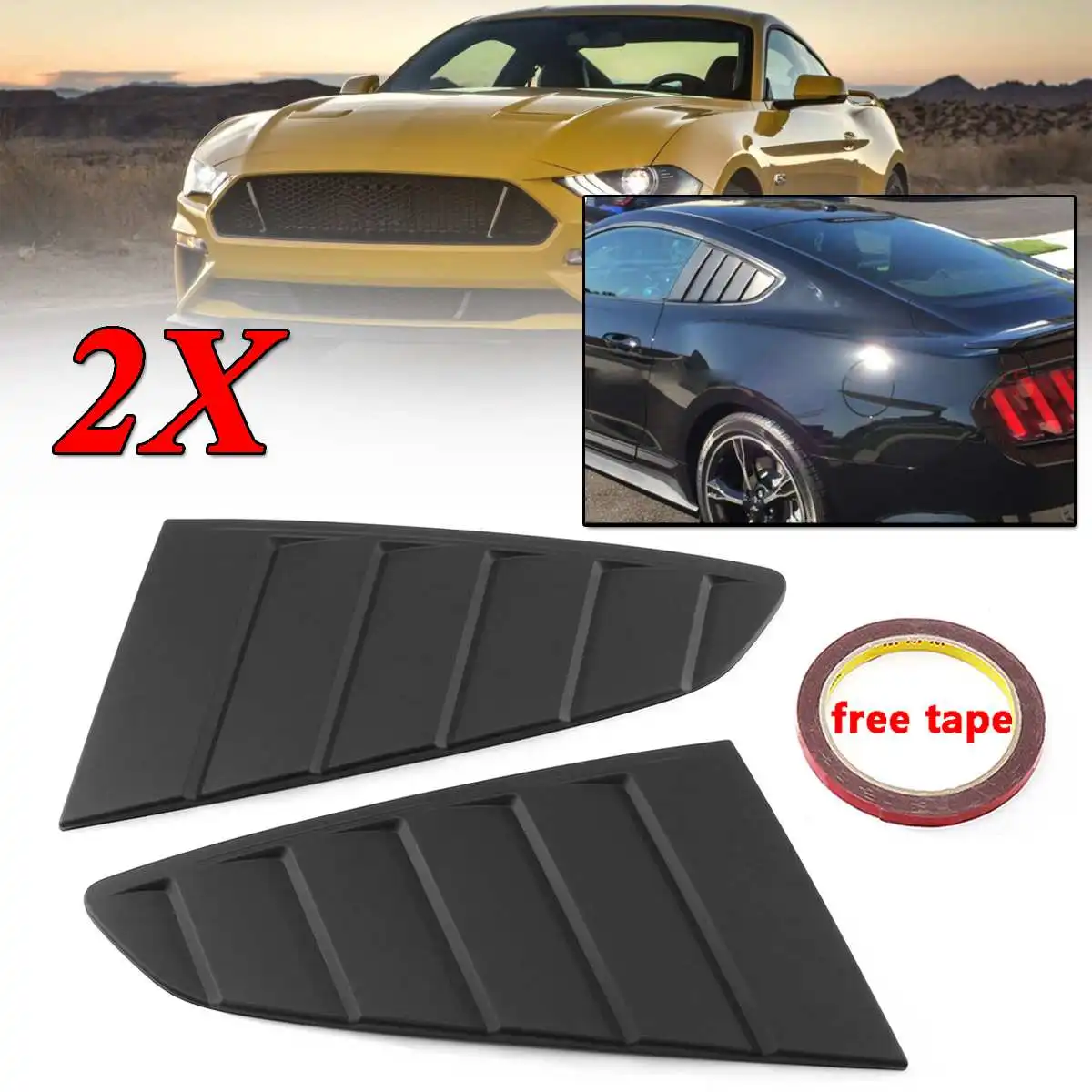 

1 Pair GT C Style Window Quarter Louver Car Side Vent Scoop Cover For Ford For Mustang 2 Door 2015-2018 For Coupe Model
