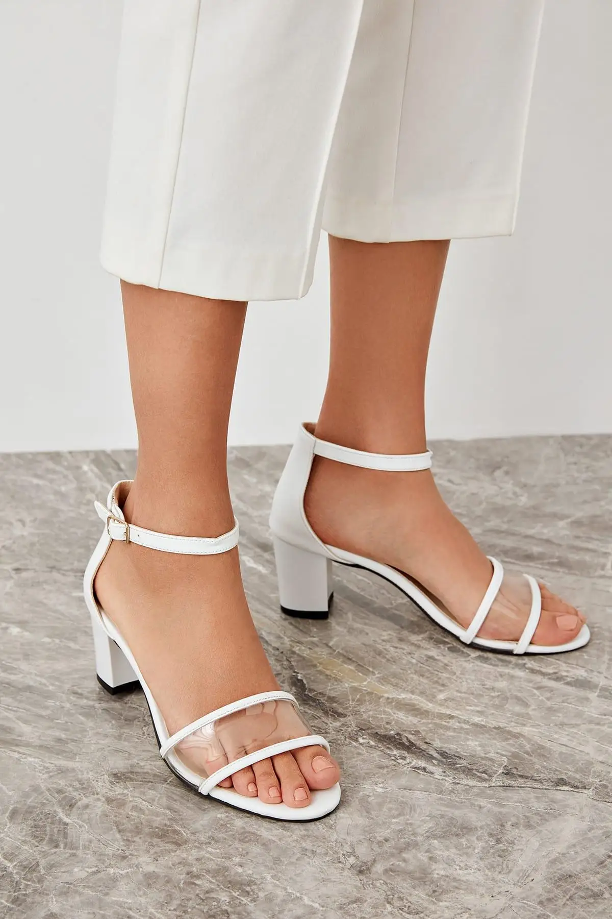 

Trendyol White Transparent Detailed Women Heels Shoes TAKSS19CS0026