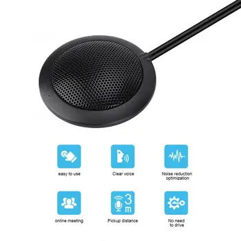 

M2 Wired 360degree Pickup Audio Video Omnidirectional Microphone Desktop Conference Computer Black Mic
