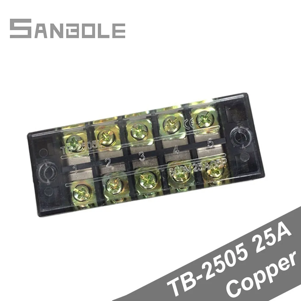 

TB-2505 25A 5P Connection Plate with screws 5 Position TB Series Fixed Type Terminals Connector Dual Row Copper