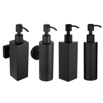 

New 200ML High Quality Stainless Steel Black Bathroom Soap Dispenser Shampoo Bottle Wall Holder