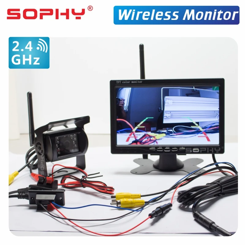Новинка! SOPHY 7 дюймов Автомобильный беспроводной монитор заднего вида монитор с беспроводной камерой водонепроницаемый широкий обзор SH708-WR