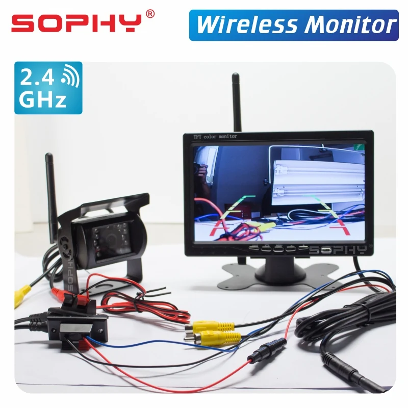 

7 Inches Car Wireless Parking Monitor Rear View Monitor with Wireless Camera Waterproof Wide Vision SH708-WR
