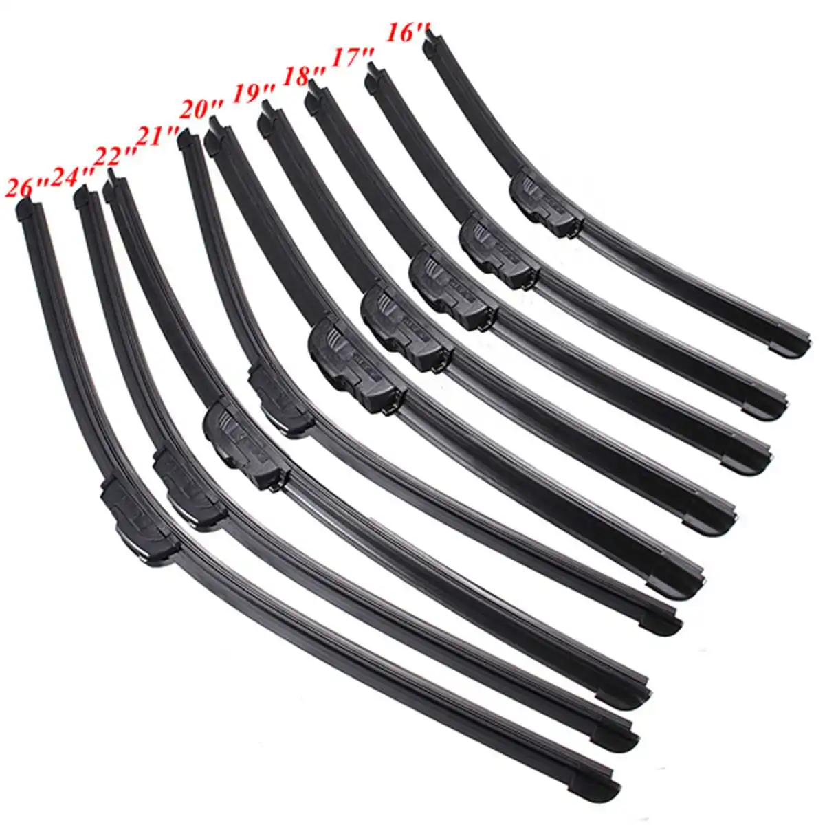 Black Universal U-type Soft Frameless Rubber Window Windshield Windscreen Wiper Blade 16\ Black Universal U-type Soft Frameless Rubber Window Windshield Windscreen Wiper Blade 16\