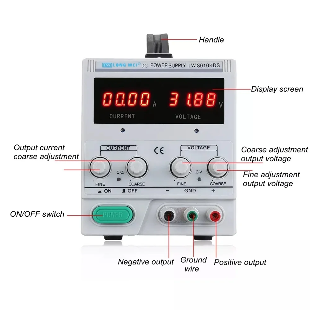 LED Voltage Regulator Adjustable Power Supply Voltage Stabilizer 30V 10A DC Digital Display Switching Regulated Power Supply