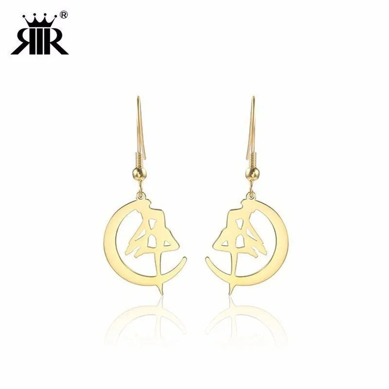

RIR Stainless Steel Sailor Moon Earrings Cute Magic Girl Golden Sailor Moon Pendant Earrings Women's Best Gifts