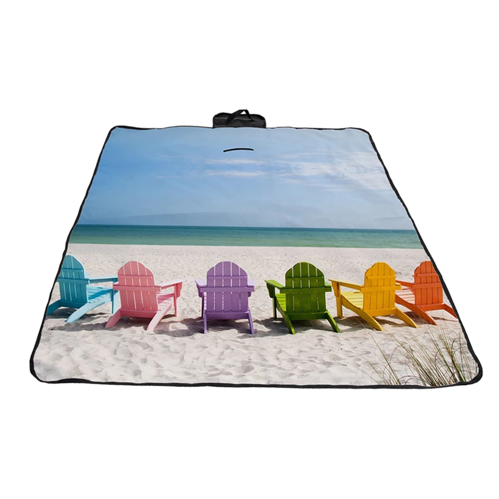1 قطعة 3D الطباعة نمط التخييم سجادة للرحلات للماء الألومنيوم احباط طوي منقوشة الشاطئ السياحية فراش (كرسي الشاطئ 148*122 سنتيمتر)