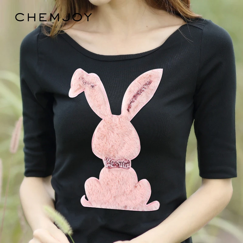 

Plush Rabbit Sequin Patch Animal Applique Sew on Sticker for Clothes Large Sequined Patches for Backpacks DIY Clothing Stickers