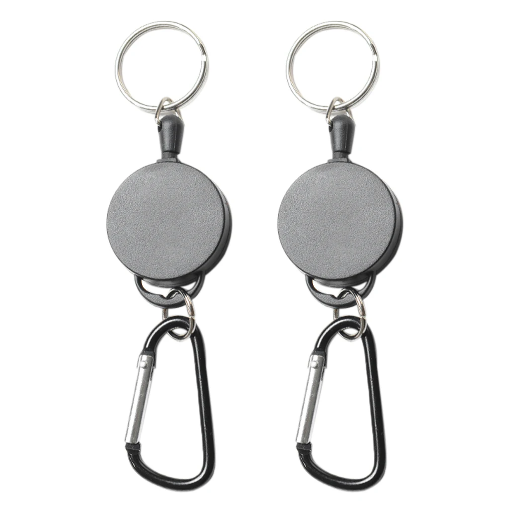

2pcs Heavy Duty Retractable Steel Reel Recoil Chain ID Holder Key Ring Wire Keychain Buckle For Indoors Outdoor Camping Hiking
