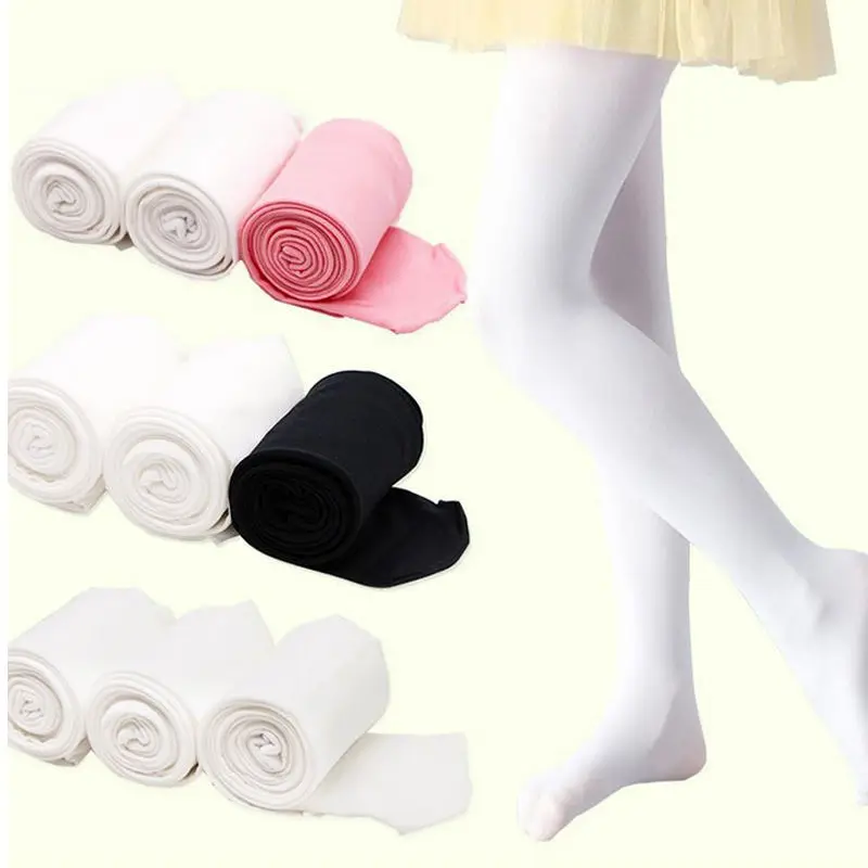 

Children Girls Solid Ballet Stockings Dance Footed Tights pantyhose Black White Pink Stockings For Ballet Dancerr