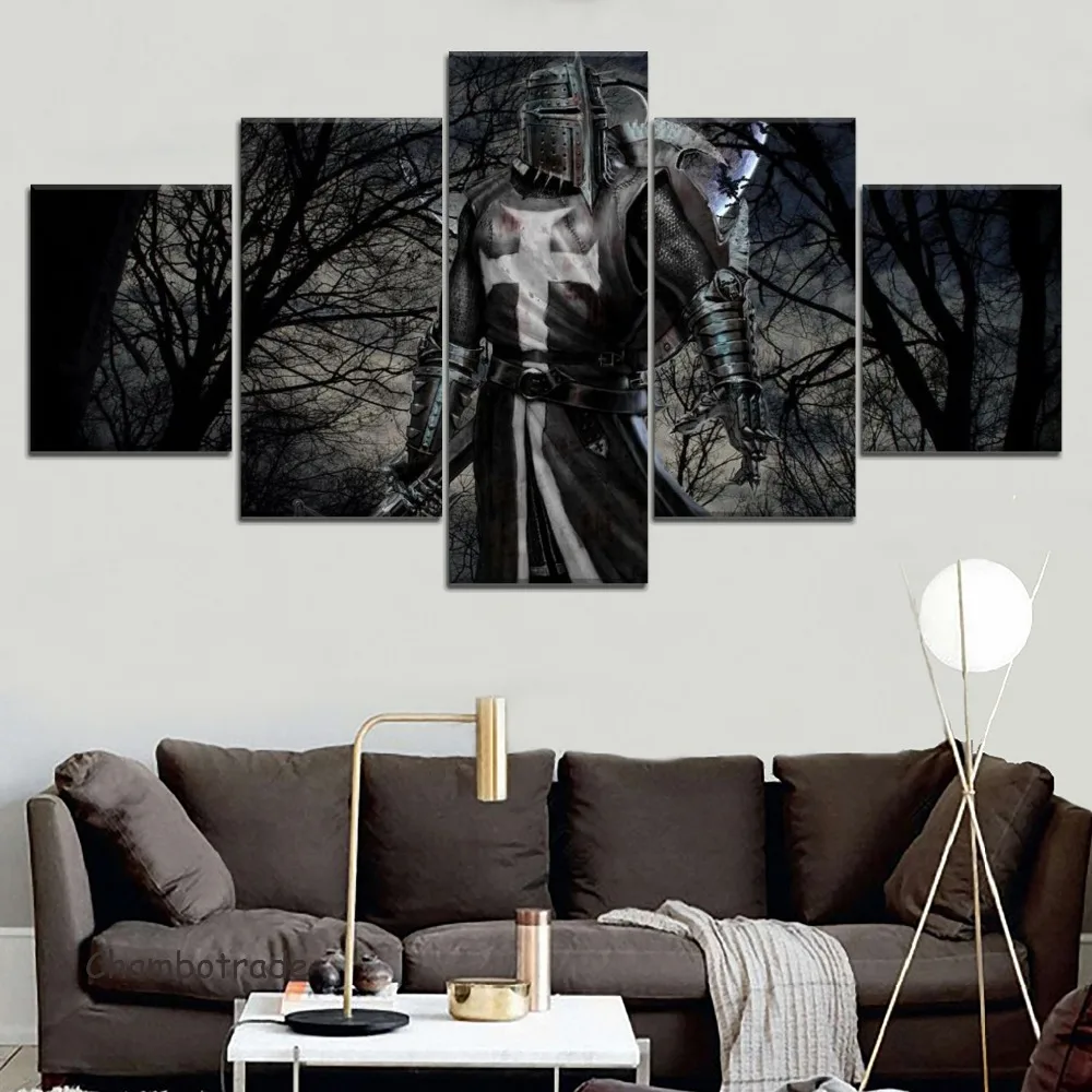 

5 Pieces Modular Style Picture Canvas HD Print Type Warrior Game Poster Modern Wall Artwork Home Decorations For Bedroom