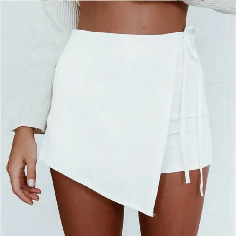

Women High Waist Skirt Ladies Summer Irregular Lace-up Slit Short Skirt Casual High Waist Mini Skort Ladies Female Silm #05