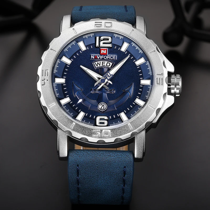 Kaufen NAVIFORCE Herren Uhr Analog Datum Uhr Quarz Armbanduhr Männer Armee Militärische Wasserdichte Luxus Marke Sport Armbanduhren Relogio
