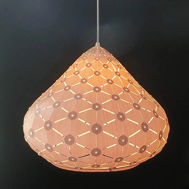 

Home Accessory Gadgets E27 Conical Ceiling Light Lamp Shade Cover Wood Grain Chandelier Lampshade