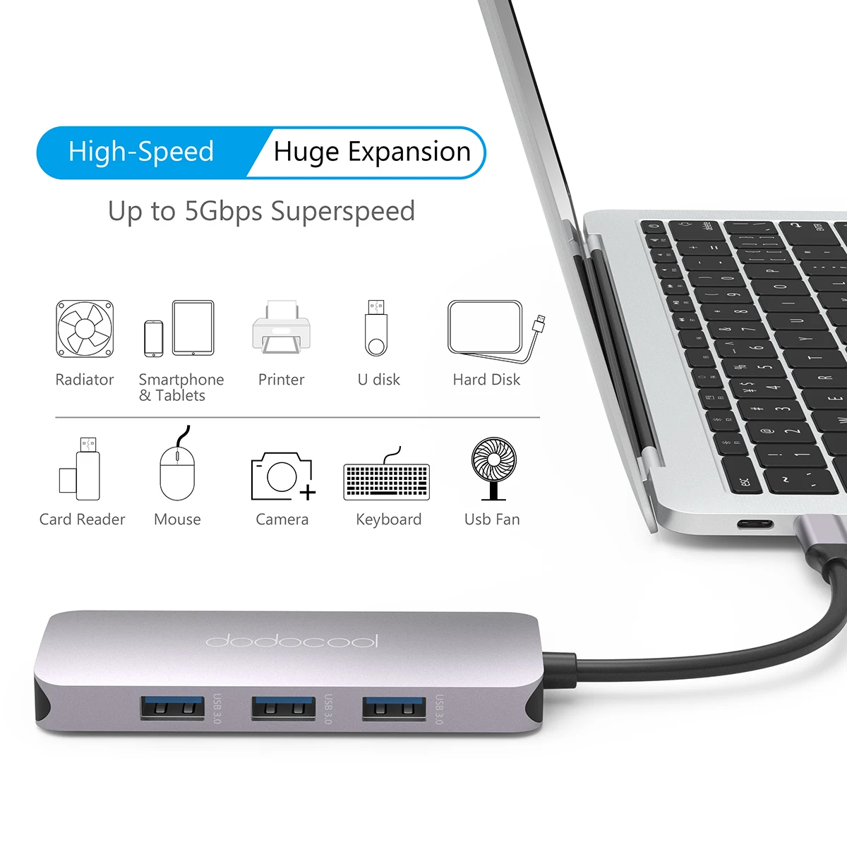 Многофункциональный концентратор dodocool 7 в 1 для MacBook Pro usb хаб с 3 портами USB 0 4K HD