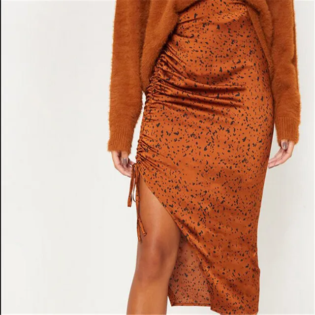 Falda con estampado de leopardo para mujer, falda con abertura, cintura alta, estampado Floral, varios colores, 2018 Falda con estampado de leopardo para mujer, falda con abertura, cintura alta, estampado Floral, varios colores, 2018