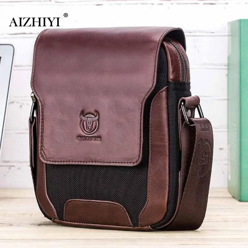 Brand Genuine Leather men's Crossbody Bag cow leather Shoulder Vintage Messenger Handbags for Men High Quality Casual Bag