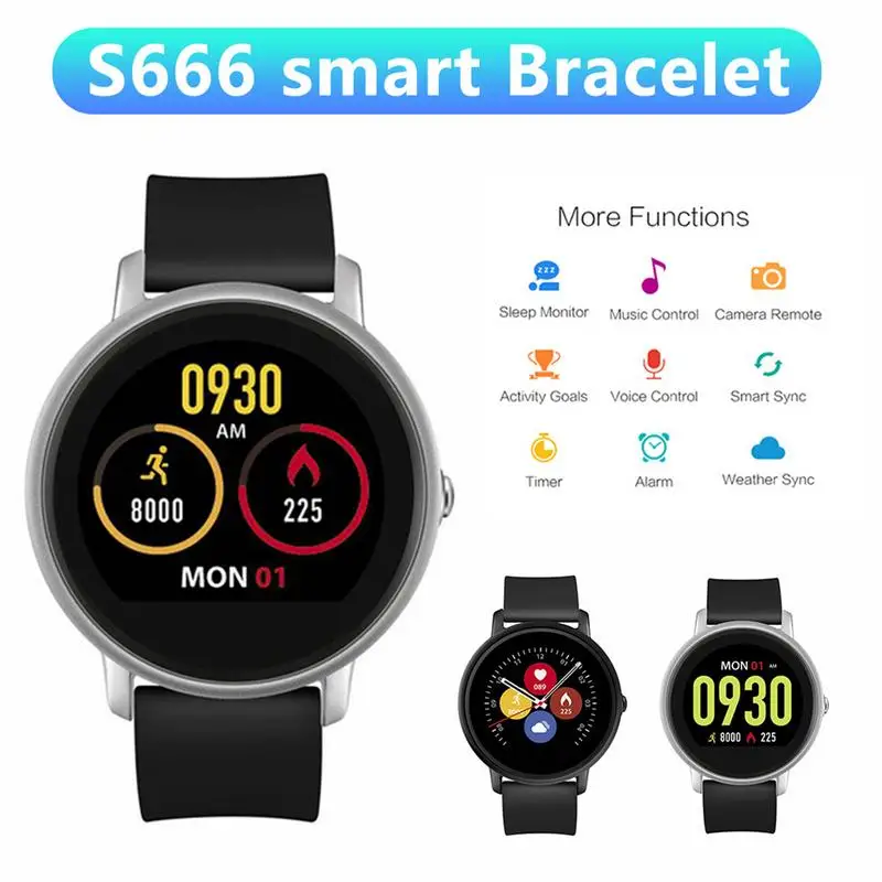 

S666 Smart Bracelet Heart Rate Sleep Exercise Data Monitoring Bluetooth Call Smart Bracelet Watch Waterproof IP67 Touch Screen