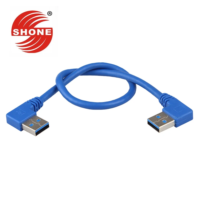 

Elbow USB3.0 male to male data line 90 degree double elbow data line 0.3 m blue