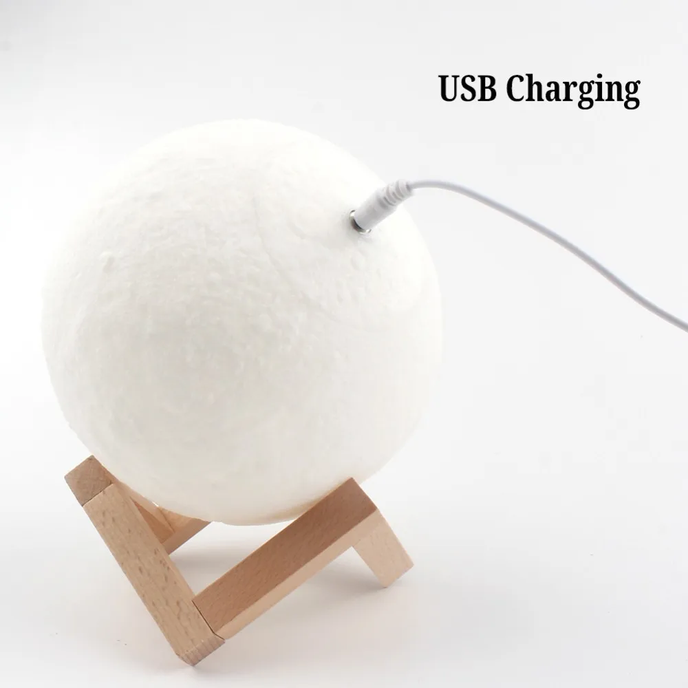  Dropship Rechargeable LED Night Light Moon Lamp 3D Print Moonlight Luna Bedroom Home Decor 16 Color - 32958340245