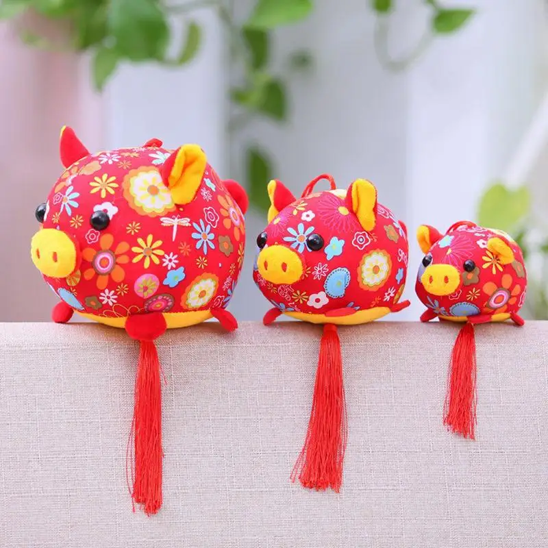 

New Year Red Pig Plush Toy China Dress Mascot Pig Doll Kawaii Plush Pig Kids Children Birthday Gift Festival Gifts 10/15/20cm