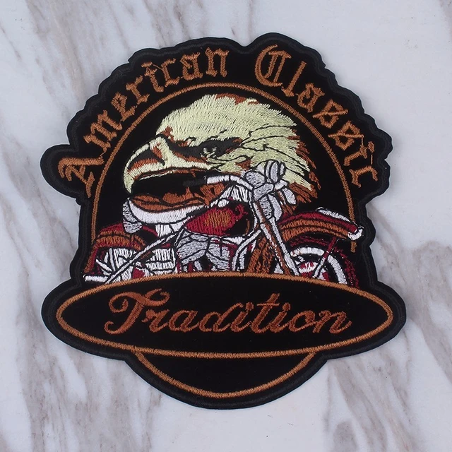 Motorcycle Biker Back Patch Large Embroidered Patches On Clothes Stripe For  Jacket Punk Skull Applique Iron On Patches Big Badge