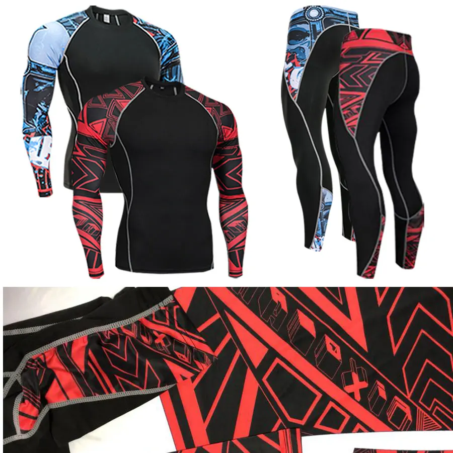 

MMA Clothing set men training pants Bodybuilding T-Shirt jogging pants men rashgard kit compression clothing thermal underwear