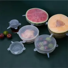 6 шт. обертывания для пищевых продуктов, многоразовые силиконовые обертывания для сохранения свежести продуктов, герметичные крышки, вакуумные растягивающиеся крышки для вакуумных уплотнений