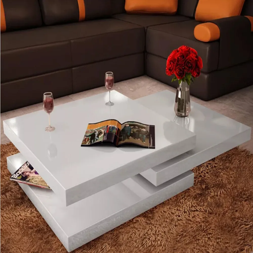 vidaXL Coffee Table Side Tables Furniture 3 Tiers Living Room Mesas De Centro Coffee Table High Gloss White Coffee Table Modern