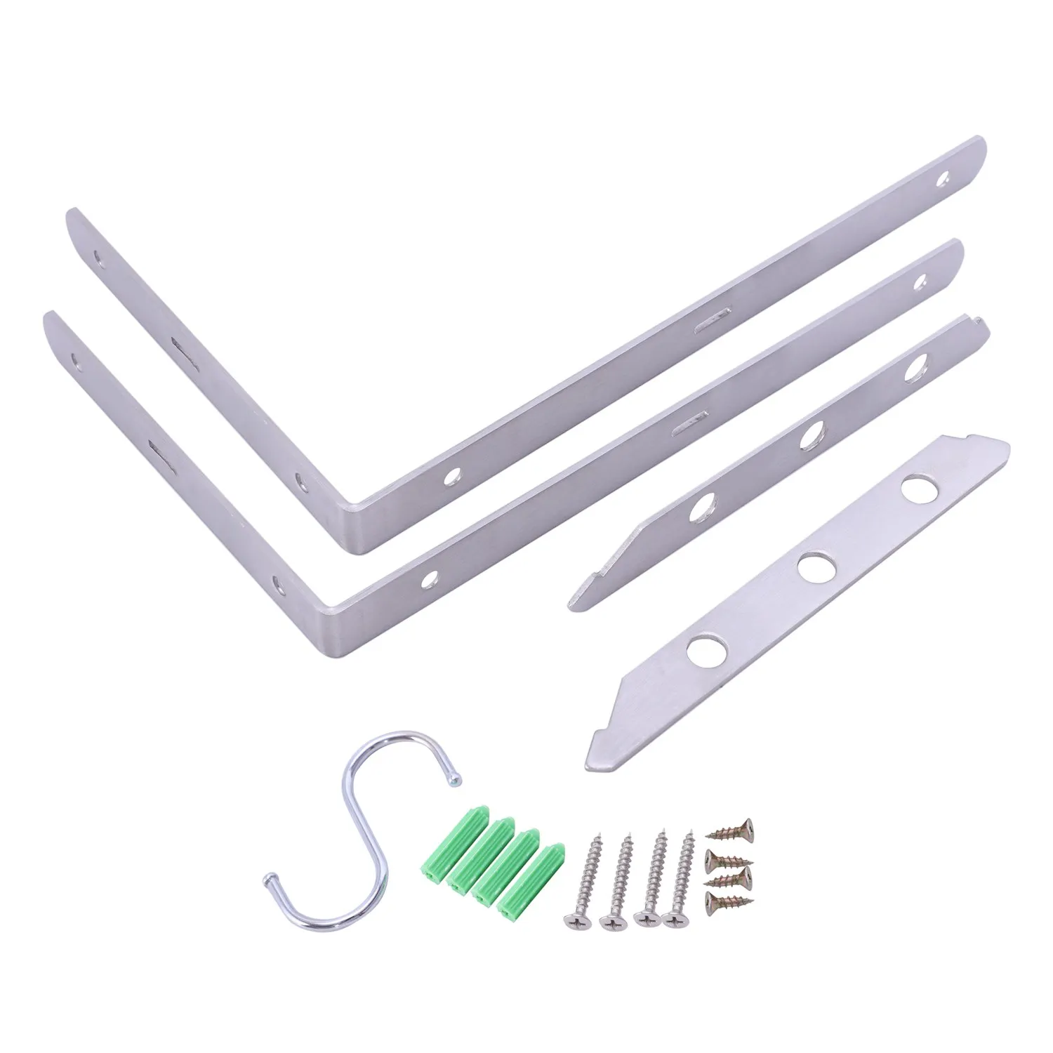 

2PCS Stainless Steel Multifunctional 90 Degree Shelf Bracket Detachable Decorative Corner Brace Wall Mounted Shelf Supporter w