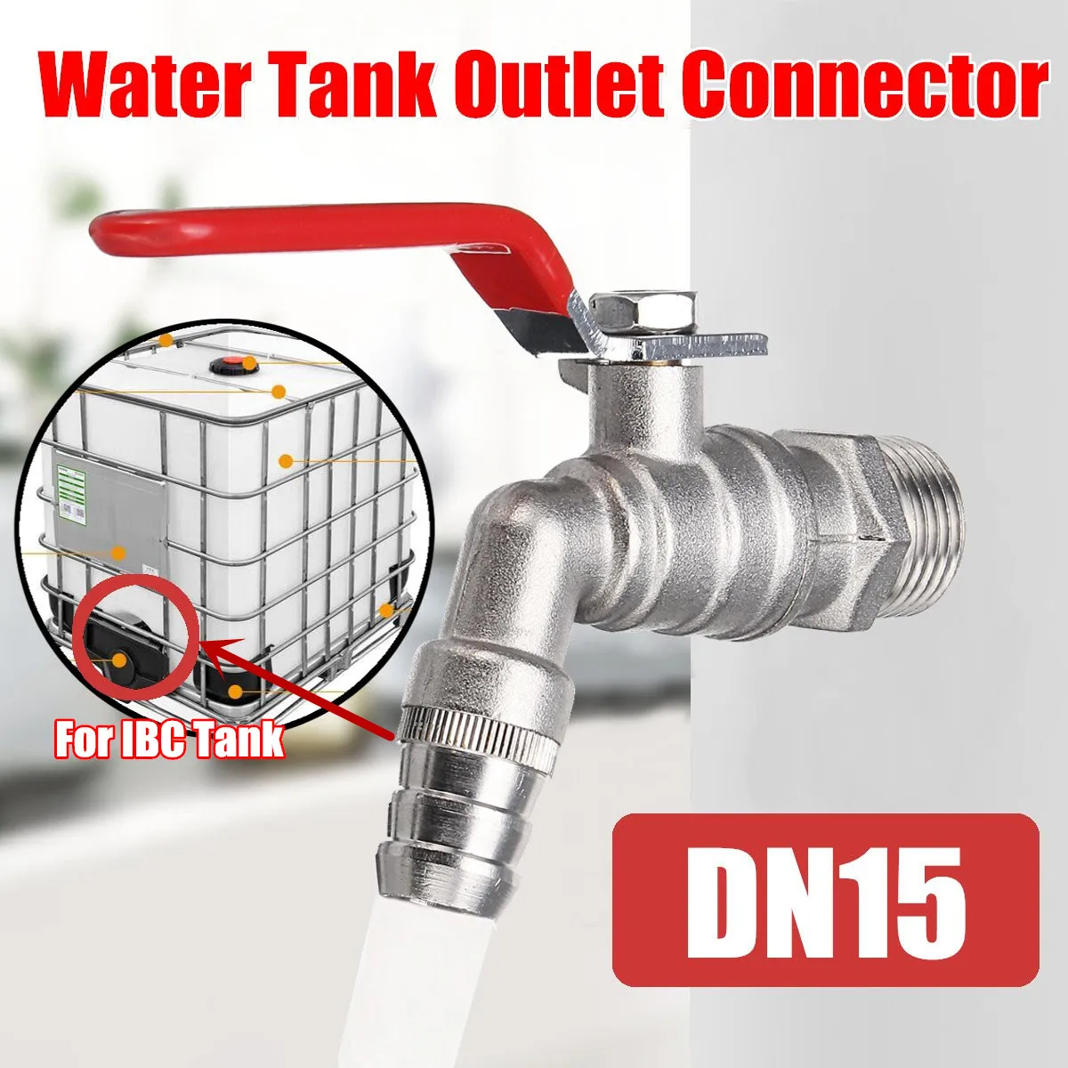 

DN15 Water Tank Outlet Connector 104 Faucet Thread Mounting For IBC Tank Tool Parts Brass