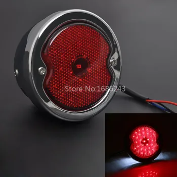 

Bobber Chrome Round Red Lens Vintage LED Tail Brake Light ATV Buggy Motorcycle