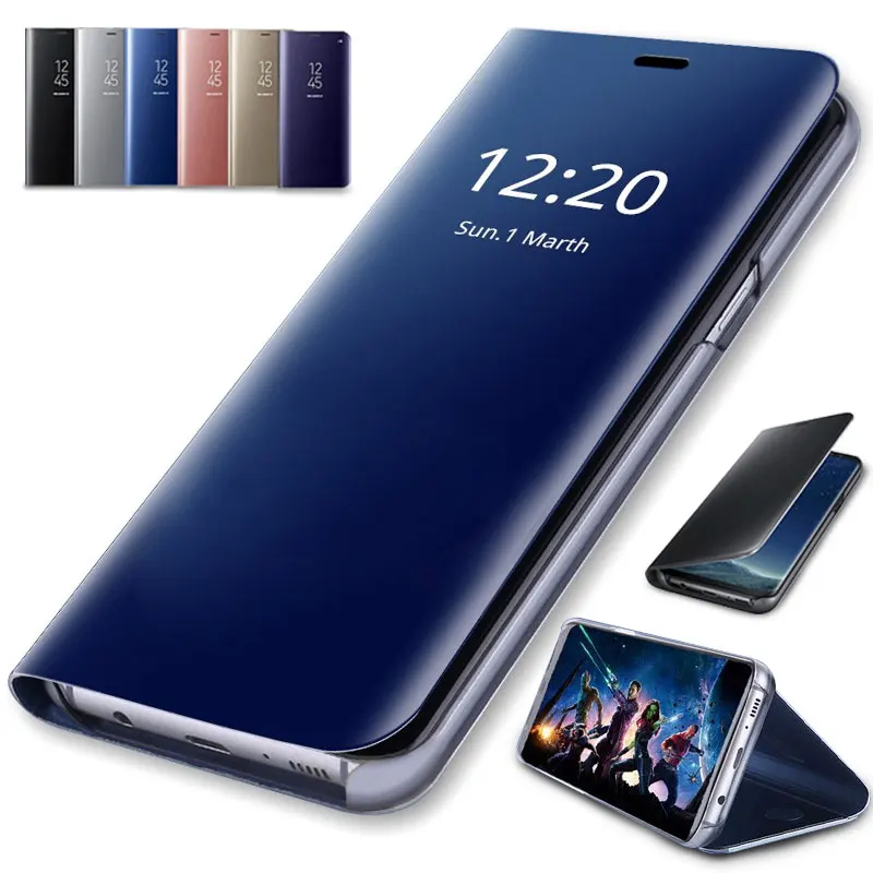 Smart Mirror Flip Phone Case For Samsung Galaxy S9 S8 Note 9 8 S7 Clear View Cover For Samsung S7 S6 Edge Plus Note 9 S9 S8 Case