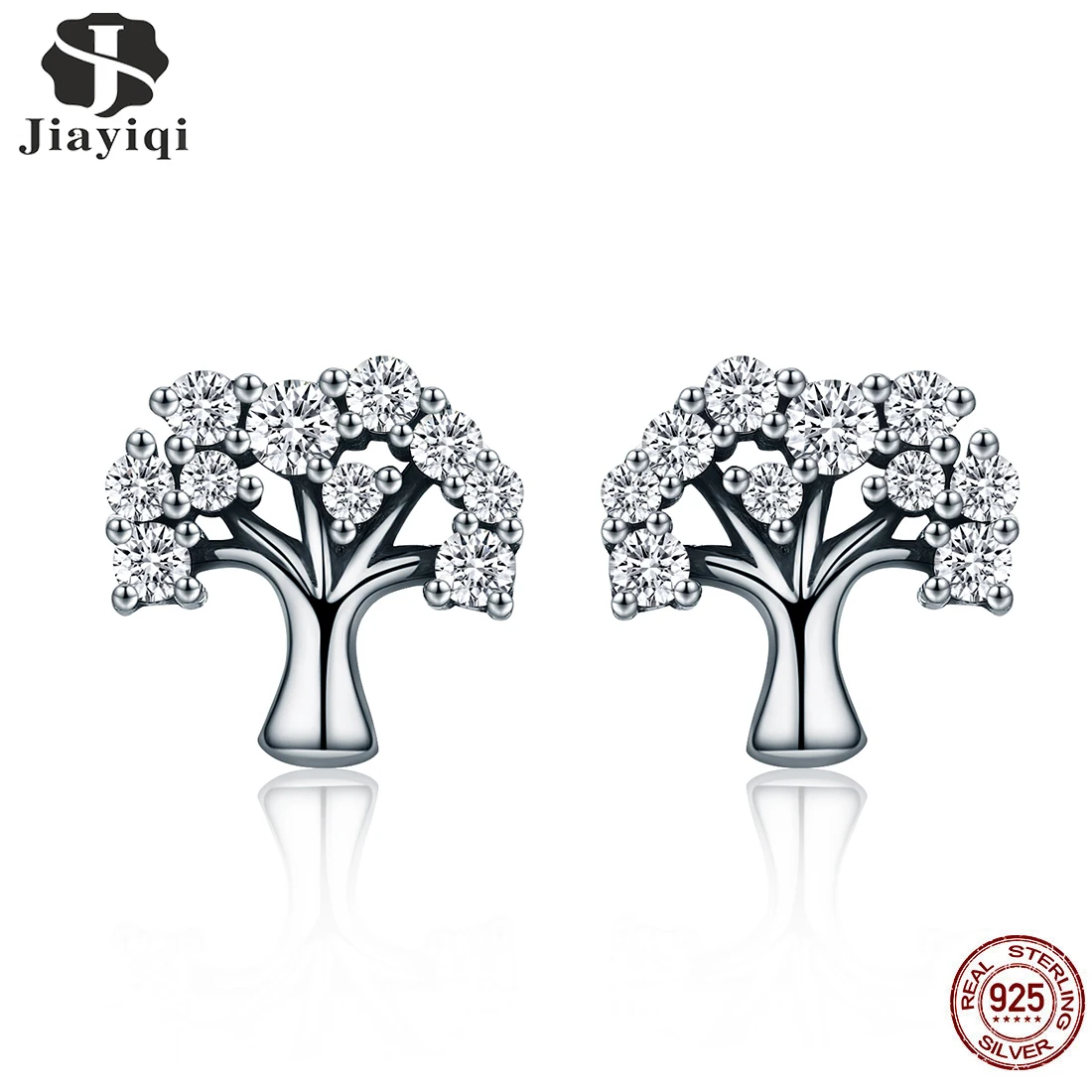 

Jiayiqi Genuine 100% 925 Sterling Silver Tree Of Life Zircon Earrings Charm For Women Sterling Silver Jewelry Brincos