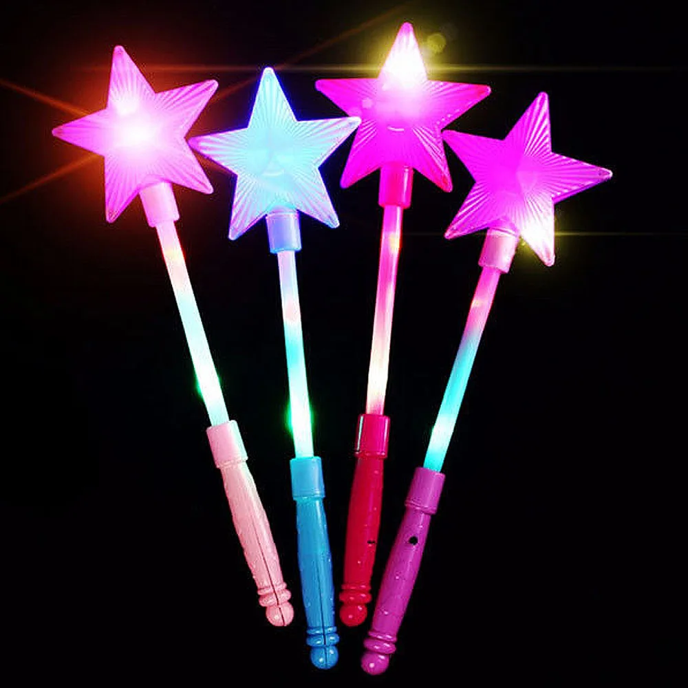 1 шт. мигающая светодиодная палочка для девочек, Волшебная волшебная палочка, светящаяся палочка для принцессы, светильник, пятиконечная звезда, вечерние палочки