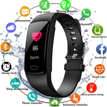 

2019 Fitness Tracker Heart Rate Monitor Smart Band Blood Pressure Measurement Waterproof IP67 Smart Bracelet Watch For Women Men