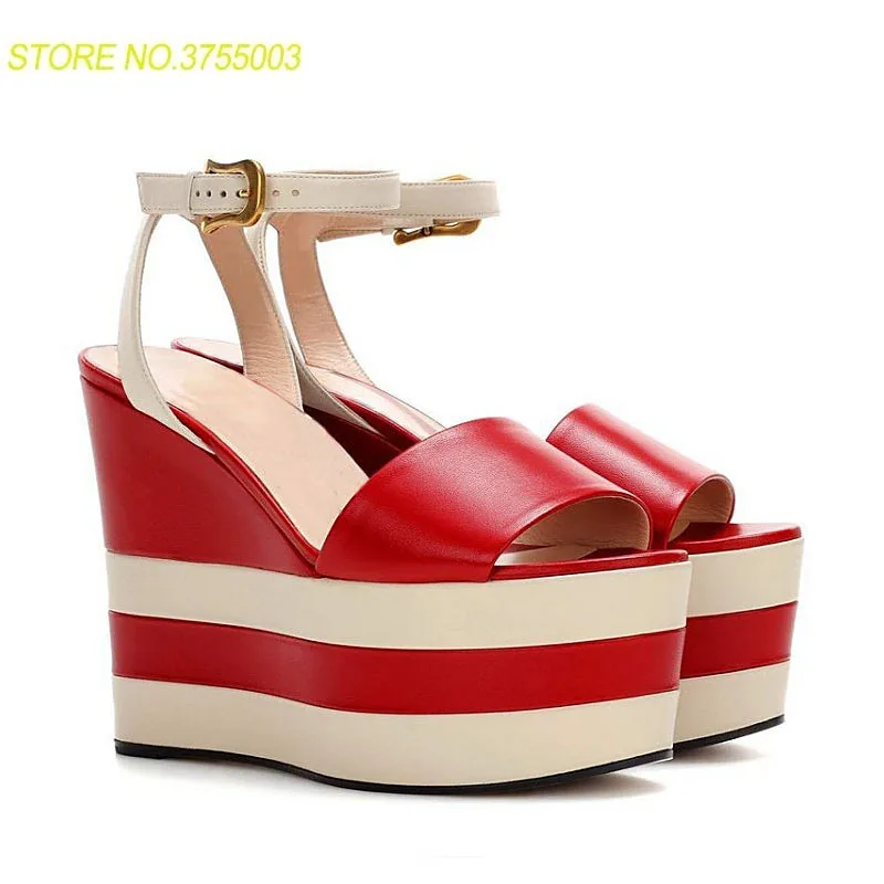 

2018 Summer New Luxury Genuine Leather Sandal Women Super High Platform Round Toe High Heels Shoes Female Party Runway Pumps
