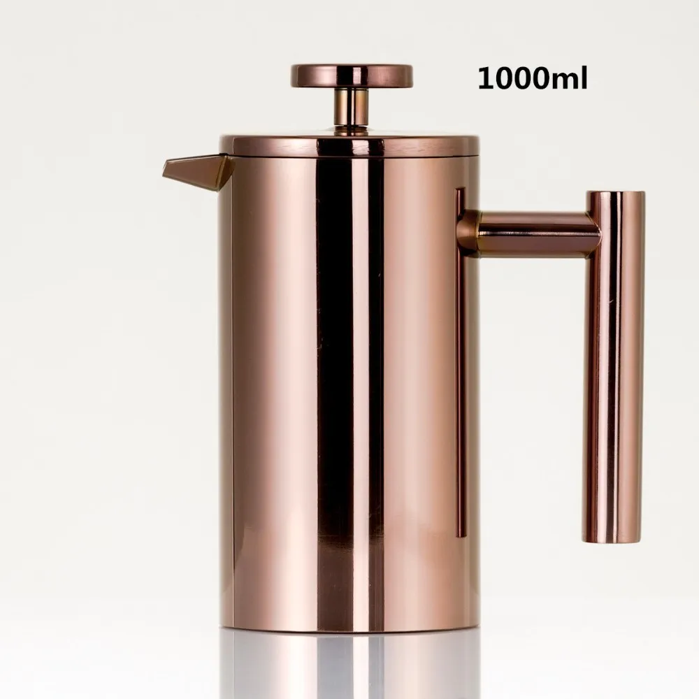 

Stainless steel 304 Double Wall Coffee Maker French Press Tea Pot With Filter 1000ml large capacity Manual French Coffee Pot
