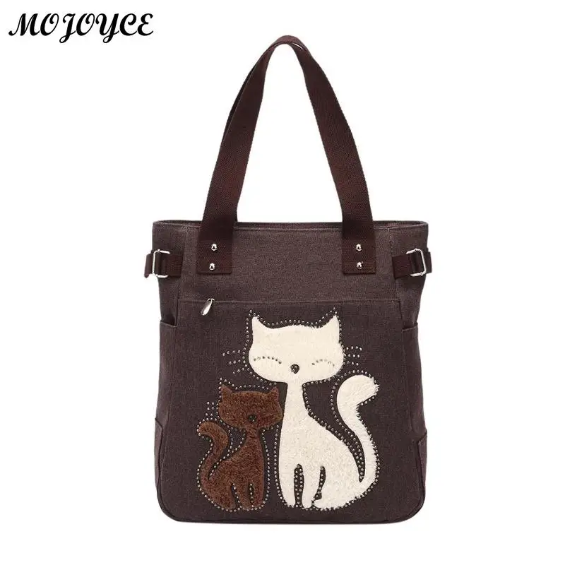 

Canvas Cartoon Cat Big Tote Bag Newest Women Shoulder Handbags Casual Large Capacity Totes Cute Cat Shopping Bags Bolso femenino