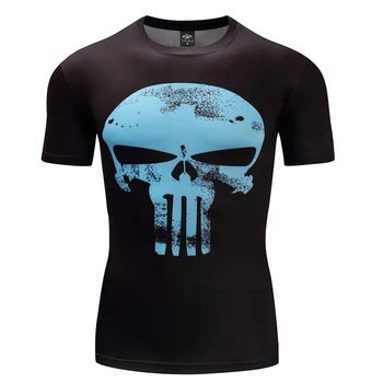

3D Skull printed Tshirts sports Tee Shirt fitness gym Compression Men running Short Sleeve T Shirt High-elastic quick-drying top