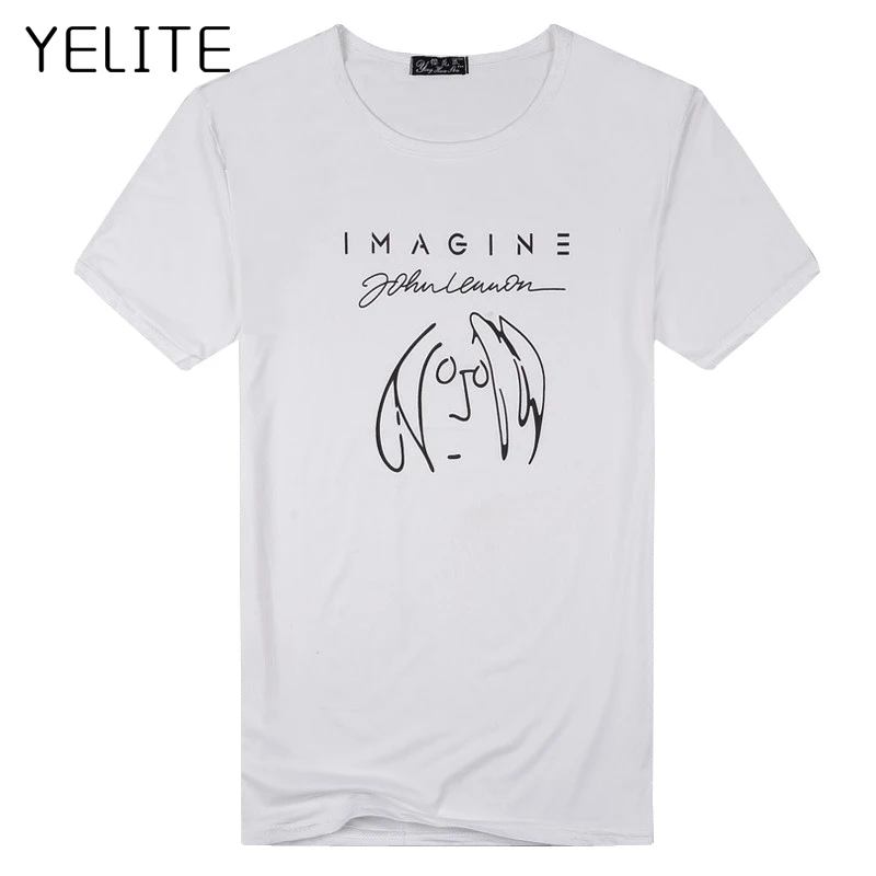 YELITE модная мужская футболка новинка Imagine John Lennon короткий рукав Мужская с круглым
