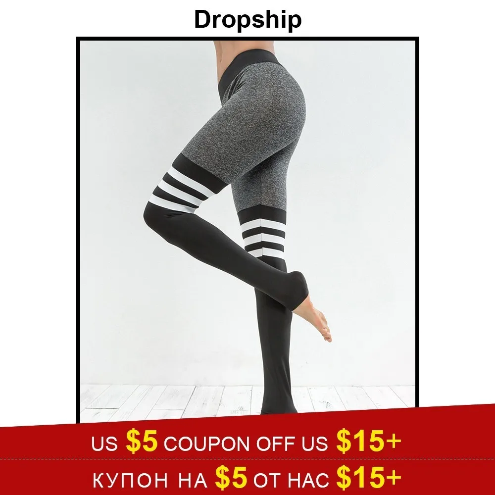 Dropship Leggings Women Fitness Legins Workout Low Waist Jeggings Autumn Black Elastic Slim Sport Patchwork Womens 2018