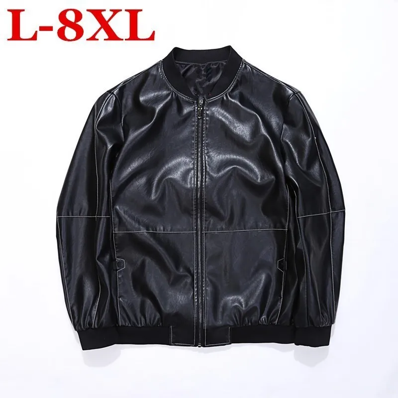 

Big Size Men's Leather Jacket Design Stand Collar Men Casual Motorcycle Leather Coat Mens Sheepskin Jackets Windbreaker Coats