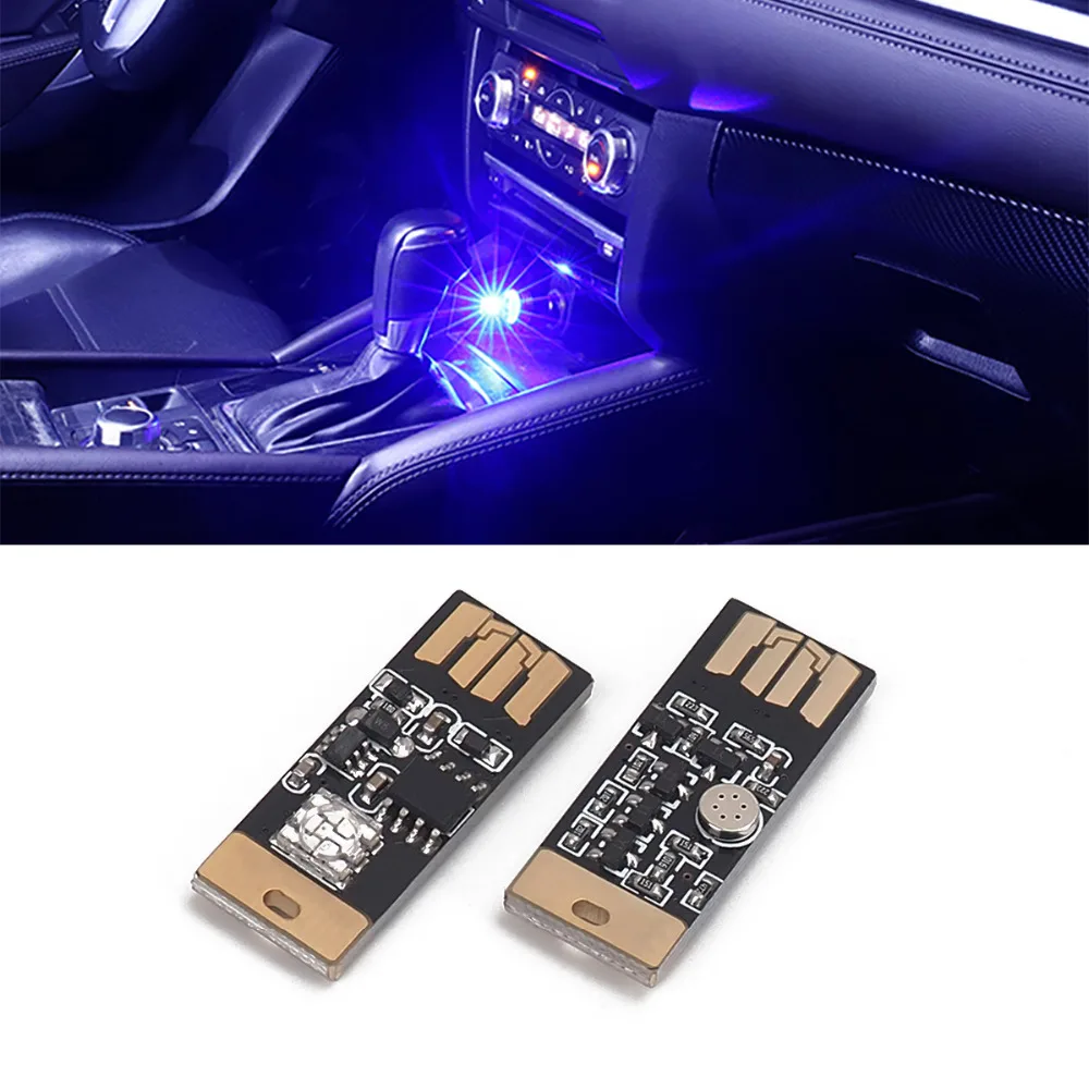 Светодиодный автомобильный мини светильник RGB цветной с USB разъемом для салона