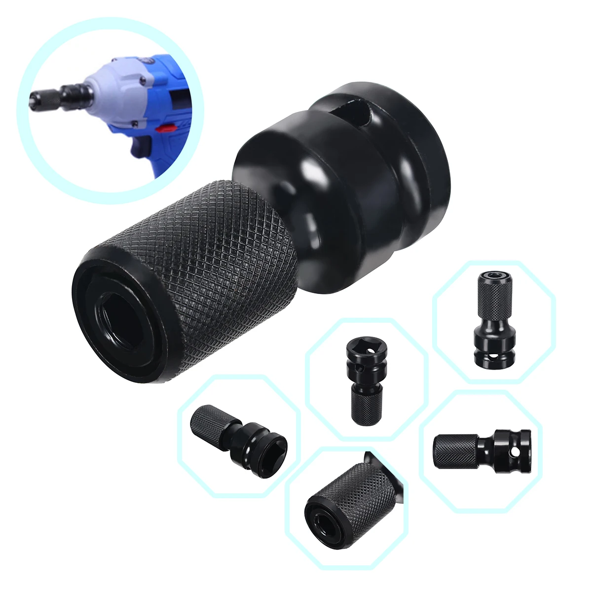 

Screwdriver Bit Conversion 1/2"Drive to1/4"Hex Shank Socket Adapter Quick Release Impact Screwdriver Converter